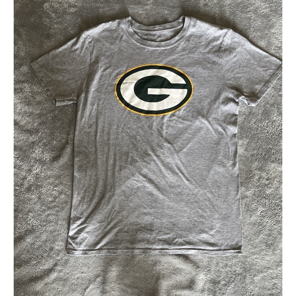Fanatics Green Bay Packers Logo Youth M Short Sleeve Jersey Cotton T-Shirt Gray